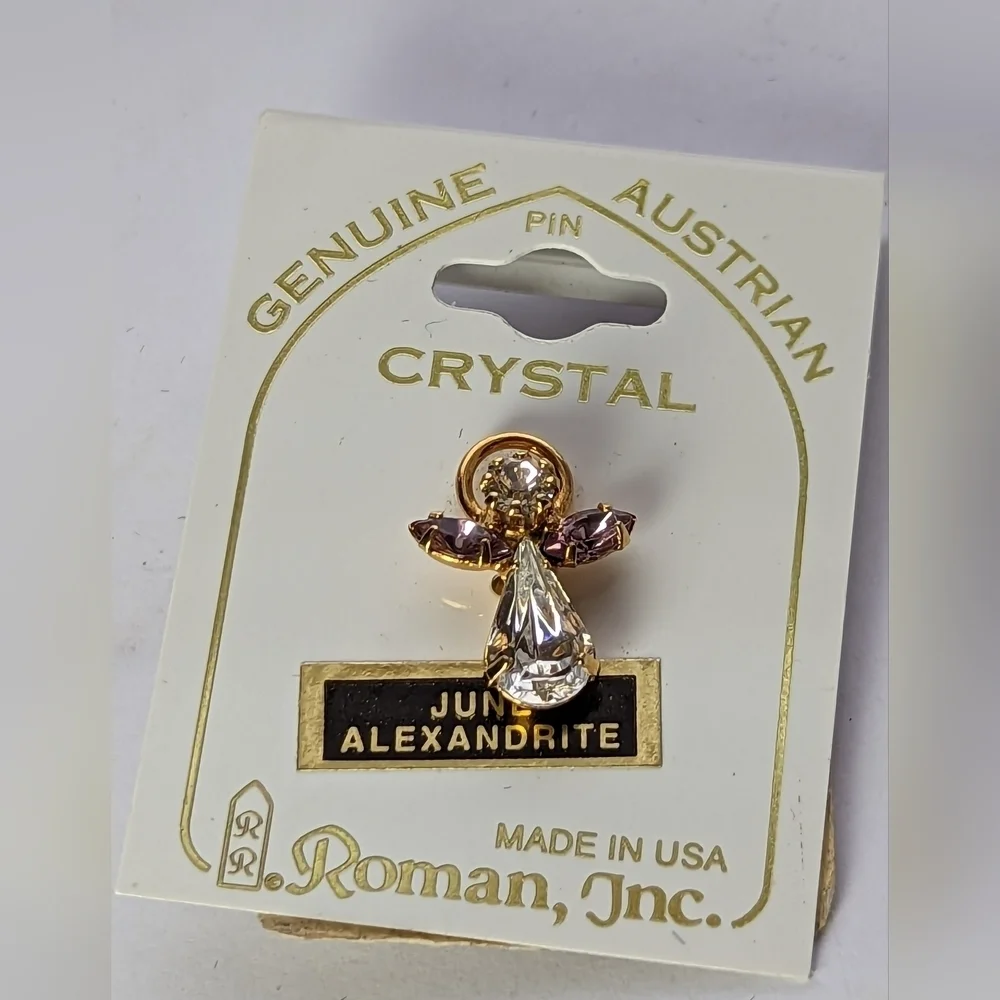 Roman Vintage Angel Genuine Austrian Crystal with Alexandrite pink wings June